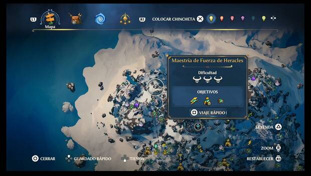 Immortals Fenyx Rising - Cámaras del Tártaro en Cima del Rey, ubicación de la Cámara Maestría de Fuerza de Heracles en el cuadrante noroeste