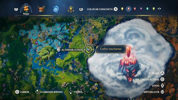 Immortals Fenyx Rising - Cofres nocturnos de la Arboleda de Kleos: ubicación del cofre en el extremo sudeste de la región