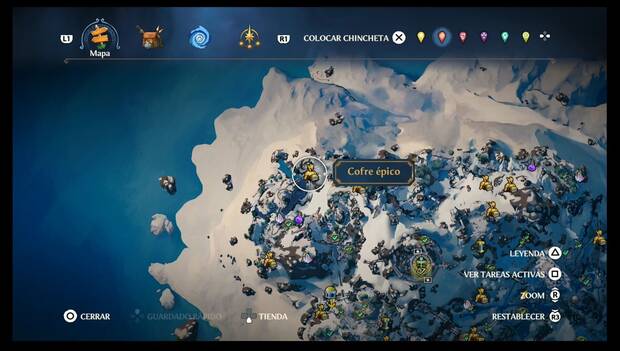 Immortals Fenyx Rising - Ubicación de los cofres épicos de Cima del Rey: cofre épico 1 en la zona noroeste