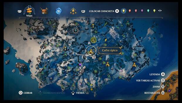 Immortals Fenyx Rising - Ubicación de los cofres épicos de Cima del Rey: cofre épico 15 al noroeste del Castigo de Atlas