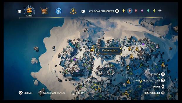 Immortals Fenyx Rising - Ubicación de los cofres épicos de Cima del Rey: cofre épico en la zona noroeste, al este del cofre épico 01