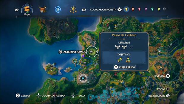 Immortals Fenyx Rising - Cámaras tel Tártaro: ubicación de Paseo de Cerbero