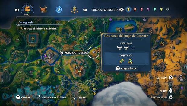 Immortals Fenyx Rising - Cámaras tel Tártaro: ubicación de Dos caras del pago de Caronte