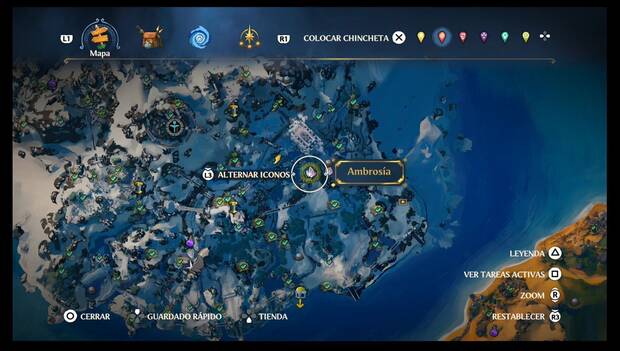 Immortals Fenyx Rising - Ambrosías de Cima del Rey: ubicación de la ambrosía 13