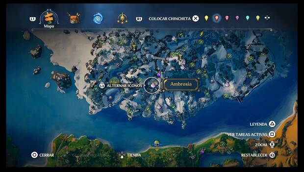 Immortals Fenyx Rising - Ambrosías de Cima del Rey: ubicación de la ambrosía 4