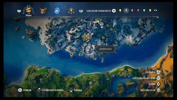 Immortals Fenyx Rising - Ambrosías de Cima del Rey: ubicación de la ambrosía 5