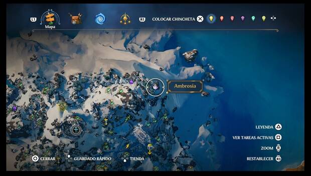 Immortals Fenyx Rising - Ambrosías de Cima del Rey: ubicación de la ambrosía 9