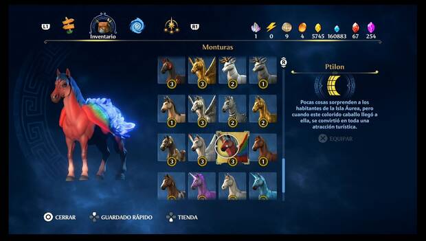 Immortals Fenyx Rising - Monturas de Cima del Rey: perfil de Ptilon