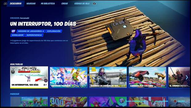 Fortnite Battle Royale - Pestañas de modos de juego de Asaltaislas