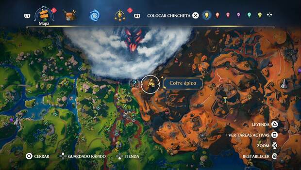 Immortals Fenyx Rising - Cofres epicos en Guarida de la Guerra: ubicación del cofre épico al sudeste de la región