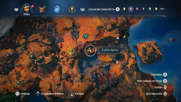 Immortals Fenyx Rising - Cofres epicos en Guarida de la Guerra: ubicación del cofre épico al este de la estatua de Ares