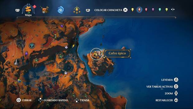Immortals Fenyx Rising - Cofres epicos en Guarida de la Guerra: ubicación del cofre épico norte de la isla de la costa este