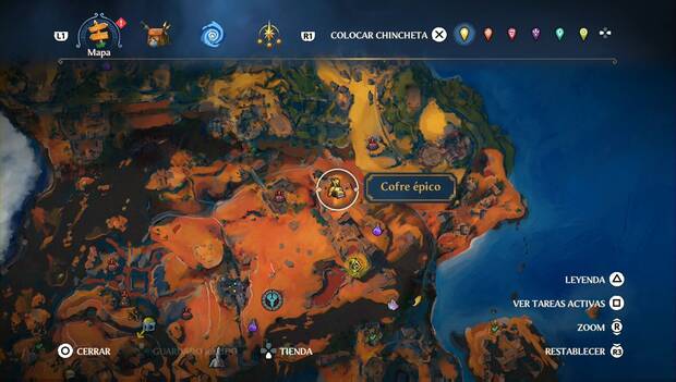 Immortals Fenyx Rising - Cofres epicos en Guarida de la Guerra: ubicación del cofre épico en la zona nordeste de la región