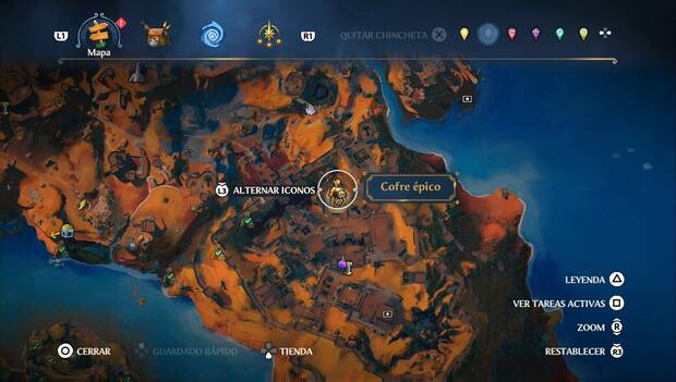 Immortals Fenyx Rising - Cofres epicos en Guarida de la Guerra: ubicación del cofre épico en la zona nordeste del Fuerte de Áyax