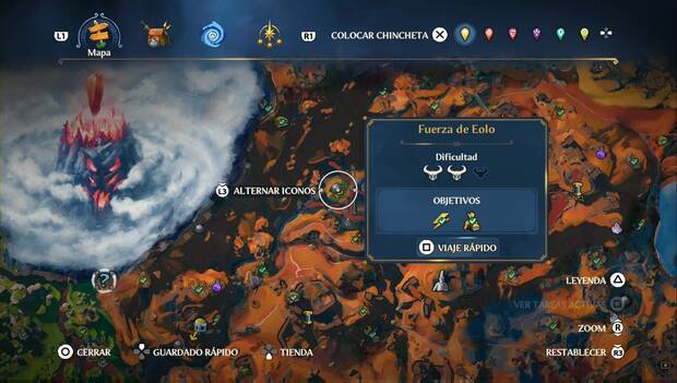 Immortals Fenyx Rising - Cámaras del Tártaro: ubicación de la Cámara Fuerza de Eolo