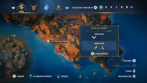 Immortals Fenyx Rising - Cámaras del Tártaro: ubicación de la Cámara Pena de Apolo