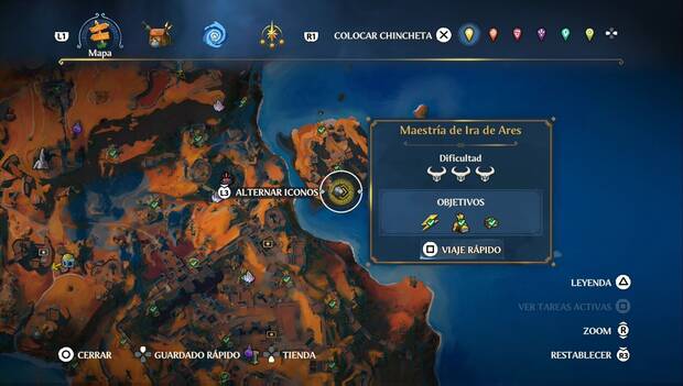 Immortals Fenyx Rising - Cámaras del Tártaro: ubicación de la Cámara Maestría de Ira de Ares