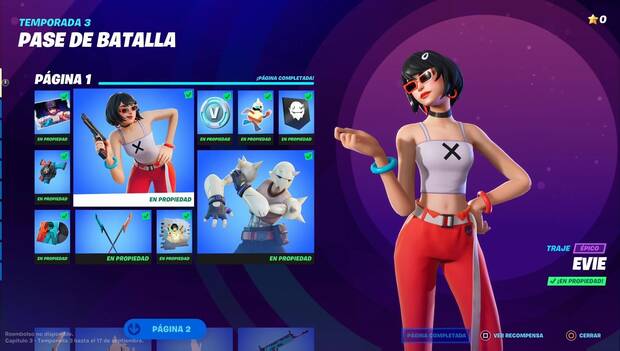 Fortnite Battle Royale - Recompensas del pase de batalla, mosaico de recompensas de la página 1