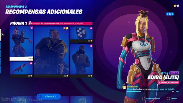 Fortnite Battle Royale - Recompensas adicionales del Pase de batalla, mosaico de recompensas de la página 1