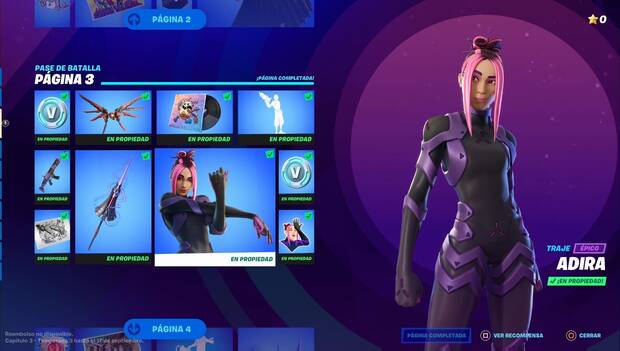 Fortnite Battle Royale - Recompensas del pase de batalla, mosaico de recompensas de la página 3