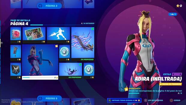 Fortnite Battle Royale - Recompensas del pase de batalla, mosaico de recompensas de la página 4