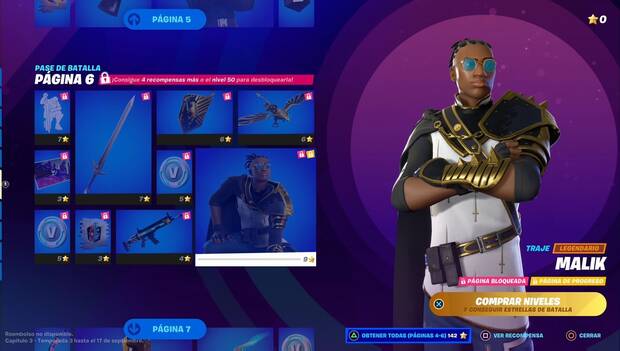 Fortnite Battle Royale - Recompensas del pase de batalla, mosaico de recompensas de la página 6
