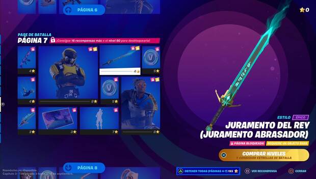 Fortnite Battle Royale - Recompensas del pase de batalla, mosaico de recompensas de la página 7