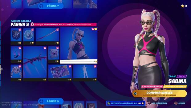 Fortnite Battle Royale - Recompensas del pase de batalla, mosaico de recompensas de la página 8