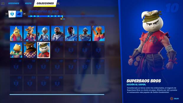Fortnite Battle Royale - Personajes: perfil de Superbaos Bros en el menú