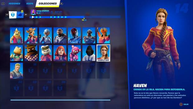 Fortnite Battle Royale - Personajes: perfil de Haven en el menú