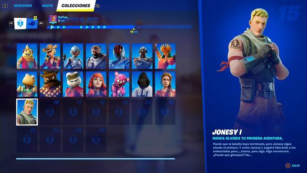 Fortnite Battle Royale - Personajes: perfil de Jonesy I en el menú