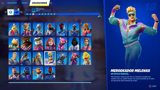 Fortnite Battle Royale - Personajes: perfil de Merodeador melenas en el menú