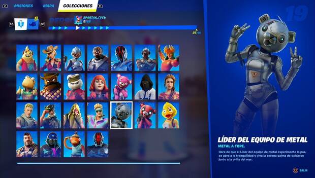 Fortnite Battle Royale - Personajes: Líder del equipo de metal en el menú