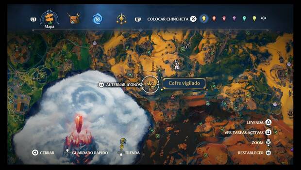 Immortals Fenyx Rising - Cofres vigilados en Tierraforja: ubicación del cofre 1 al suroeste de la región