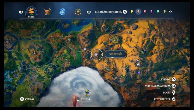 Immortals Fenyx Rising - Ambrosías en Tierraforja: ubicación de la ambrosía en la zona suoeste de la región