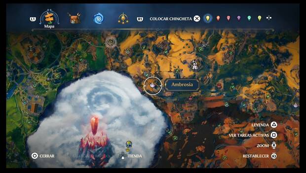 Immortals Fenyx Rising - Ambrosías en Tierraforja: ubicación de la ambrosía en la zona suroeste de la región
