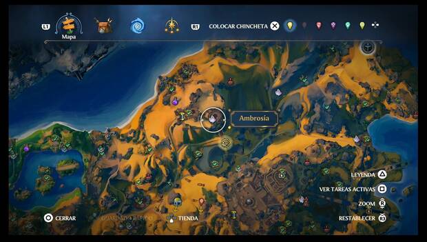 Immortals Fenyx Rising - Ambrosías en Tierraforja: ubicación de la ambrosía en la zona al noroeste de la Fragua de los dioses