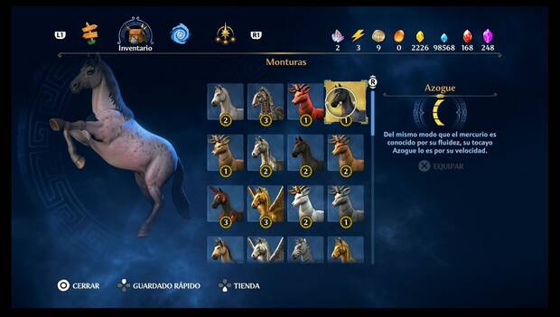 Immortals Fenyx Rising - Monturas de Tierraforja, perfil de Azogue