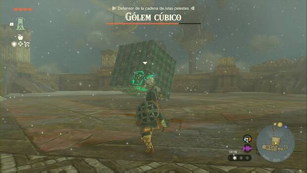 The Legend of Zelda: Tears of the Kingdom - Tureli, en el poblado orni: gólem cúbco en combate