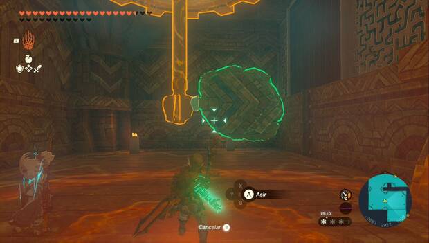 The Legend of Zelda: Tears of the Kingdom - Templo del Viento: pala colocada en el engranaje