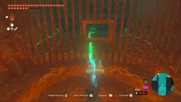 The Legend of Zelda: Tears of the Kingdom - Templo del Viento: cofre tras los barrotes sujeto por un palo de hielo