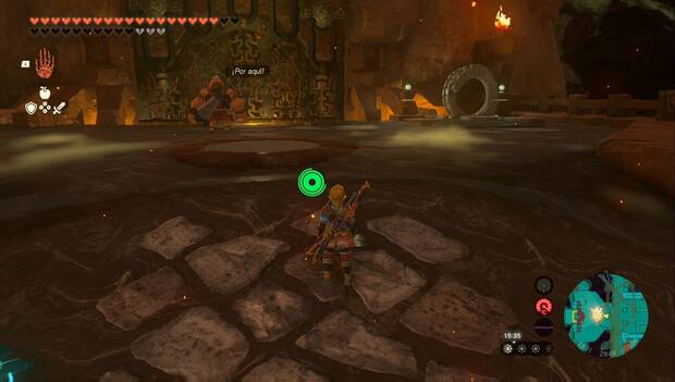 The Legend of Zelda: Tears of the Kingdom - Yunobo, en la Ciudad Goron: círculo de piedra de la entrada del Templo del Fuego
