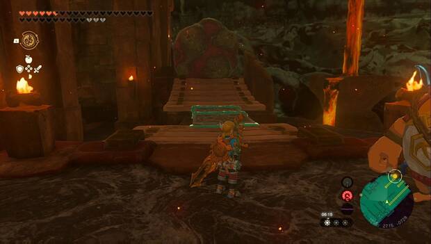 The Legend of Zelda: Tears of the Kingdom - Templo del Fuego: roca roja pasado el puente