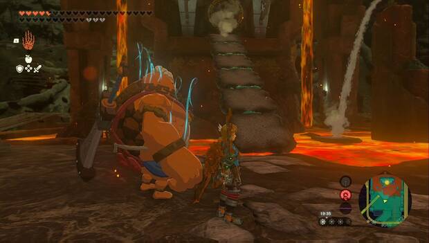The Legend of Zelda: Tears of the Kingdom - Templo del Fuego: carto gong en lo alto de la pendiente