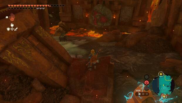 The Legend of Zelda: Tears of the Kingdom - Templo del Fuego: roca roja al primer cierre