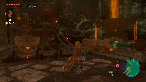 The Legend of Zelda: Tears of the Kingdom - Templo del Fuego: vagoneta con cohete