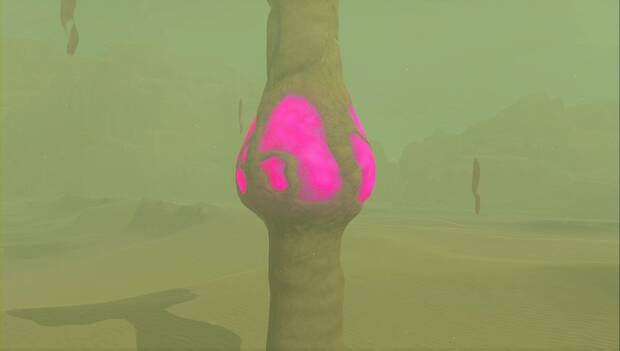 The Legend of Zelda: Tears of the Kingdom - Riju, en la Ciudadela Gerudo: bulbo morado que escupe gibdos
