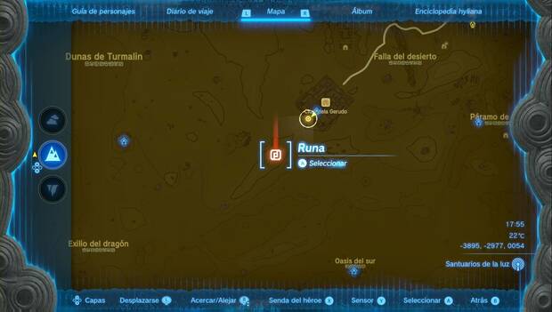 The Legend of Zelda: Tears of the Kingdom - Riju, en la Ciudadela Gerudo: punto donde se encuentra el templo del trueno
