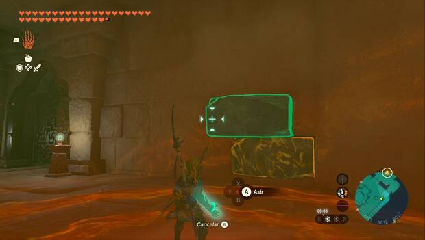 The Legend of Zelda: Tears of the Kingdom - Templo del Trueno: pared con bloques