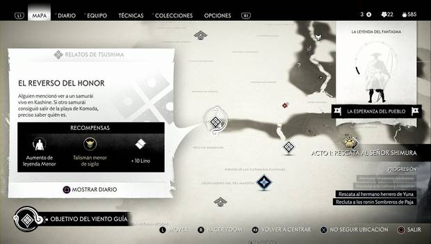 Ghost of Tsushima - El reverso del honor: ubicación de la zona a explorar